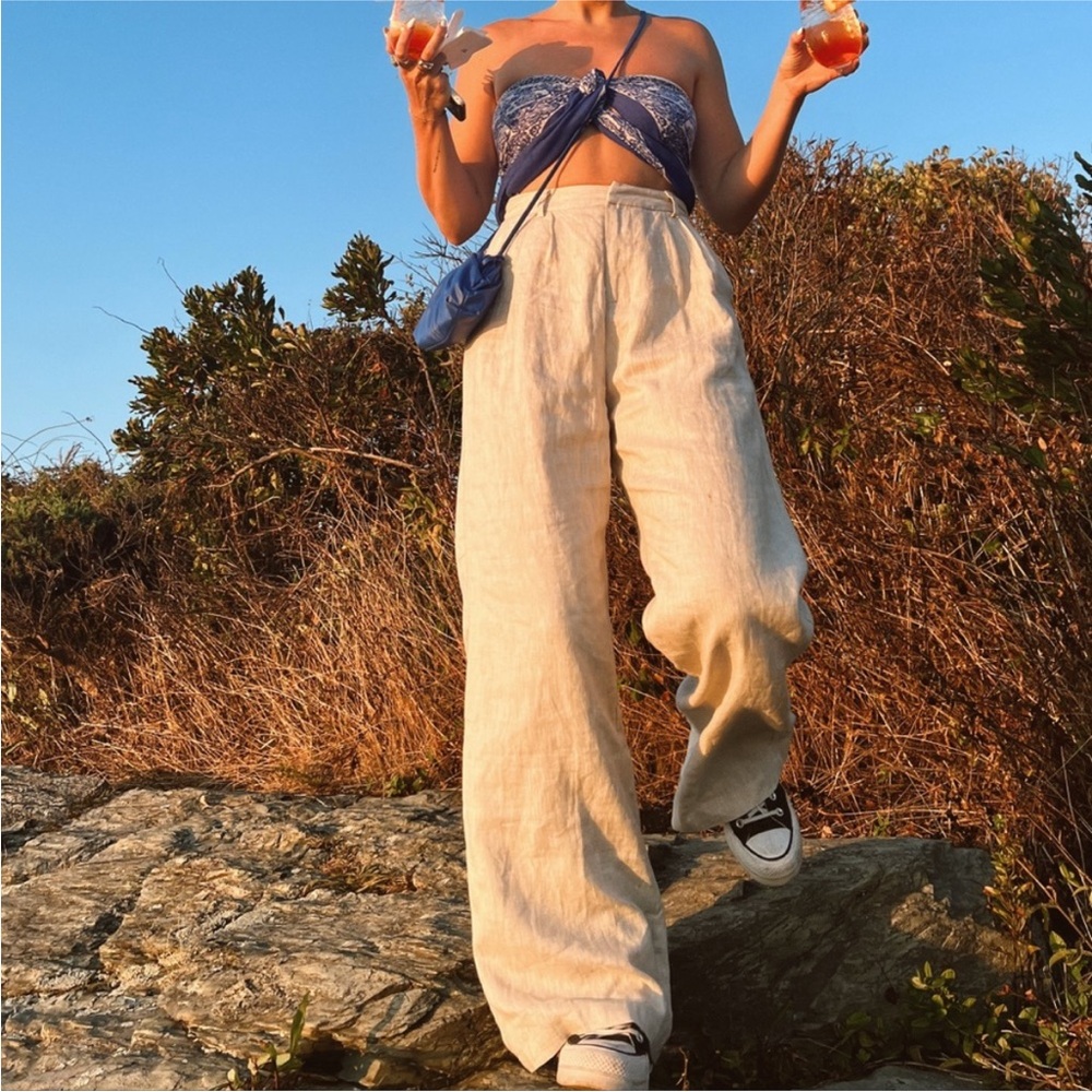 DISSH Norah Flax Natural Linen Pants Wide Leg - Picture 14 of 15